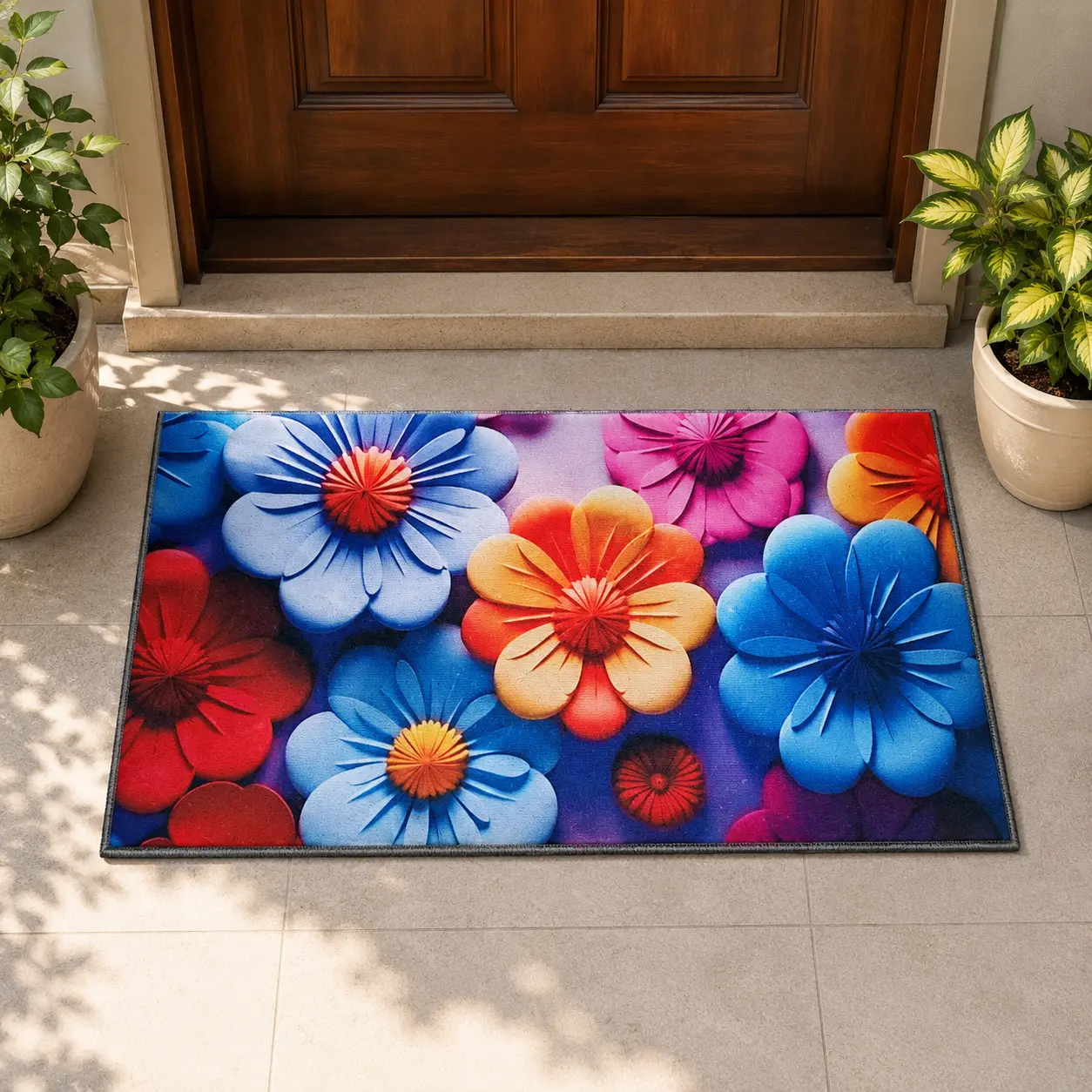 Flower Design Rubber Door And Floor Mat, 45*75 Cm, 2500 GSM