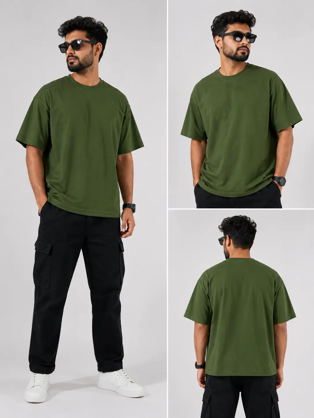 Men Solid Round Neck French Terry Cotton 240 Gsm T-shirt