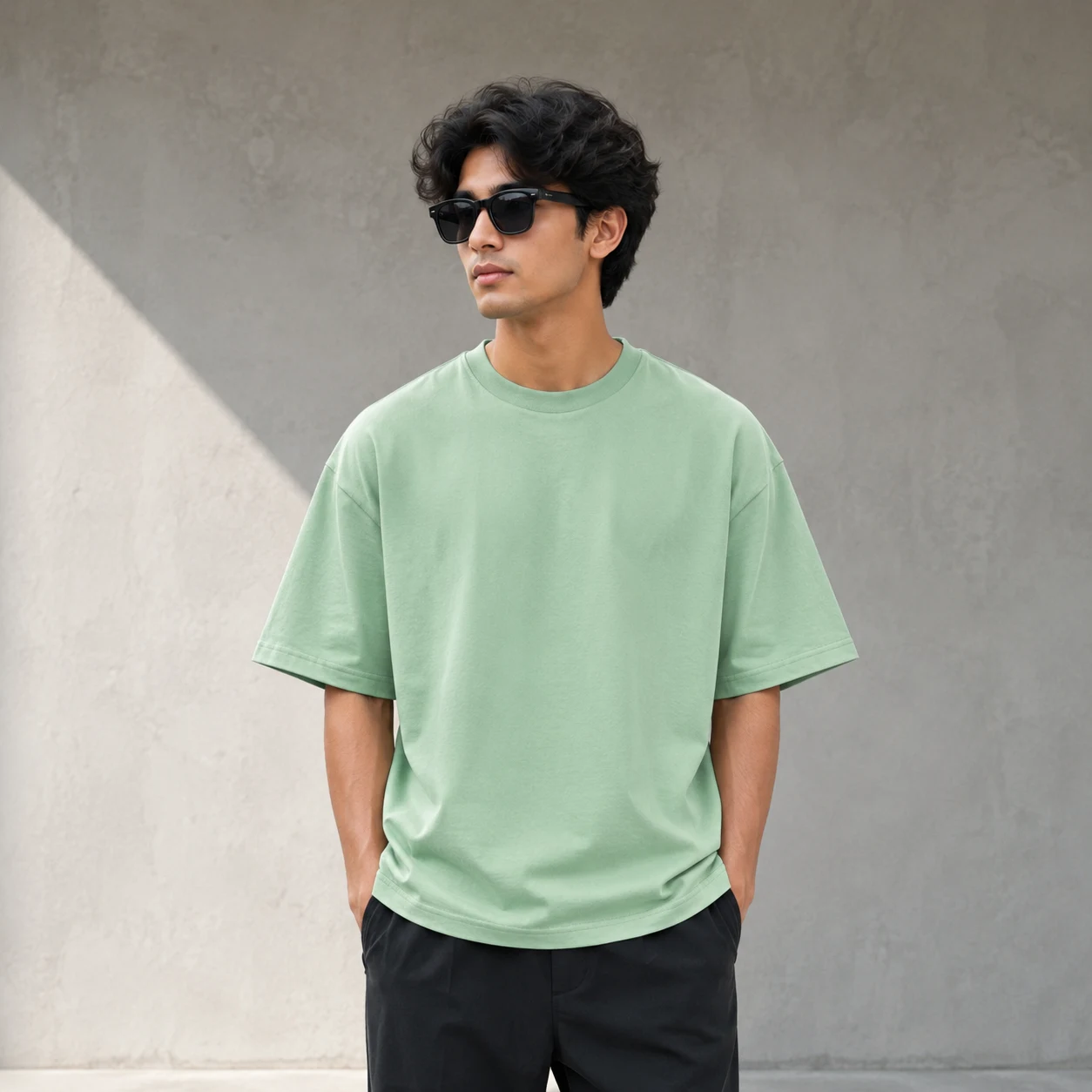 Men Solid Round Neck French Terry Cotton 210 Gsm T-shirt